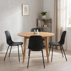 LSSBOUGHT Modern Dining Chairs Set of 4, Mid-Century Plastic Kitchen Chairs with Metal Legs, Comfortable Armless Side Chairs for Dining Room, Kitchen, Living Room & Small Spaces (Black)