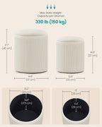 SONGMICS Vanity Stool, Set of 2, Round Storage Ottoman, Velvet | Small Coffee Table, Removable Lid, Easy Assembly, for Living Room, Bedroom, Cream White, ISLAND Collection ULOM017WD01