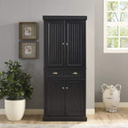 Maykoosh Kitchen Pantry Cabinet - Large Storage, Adjustable Shelves, Distressed Black Finish
