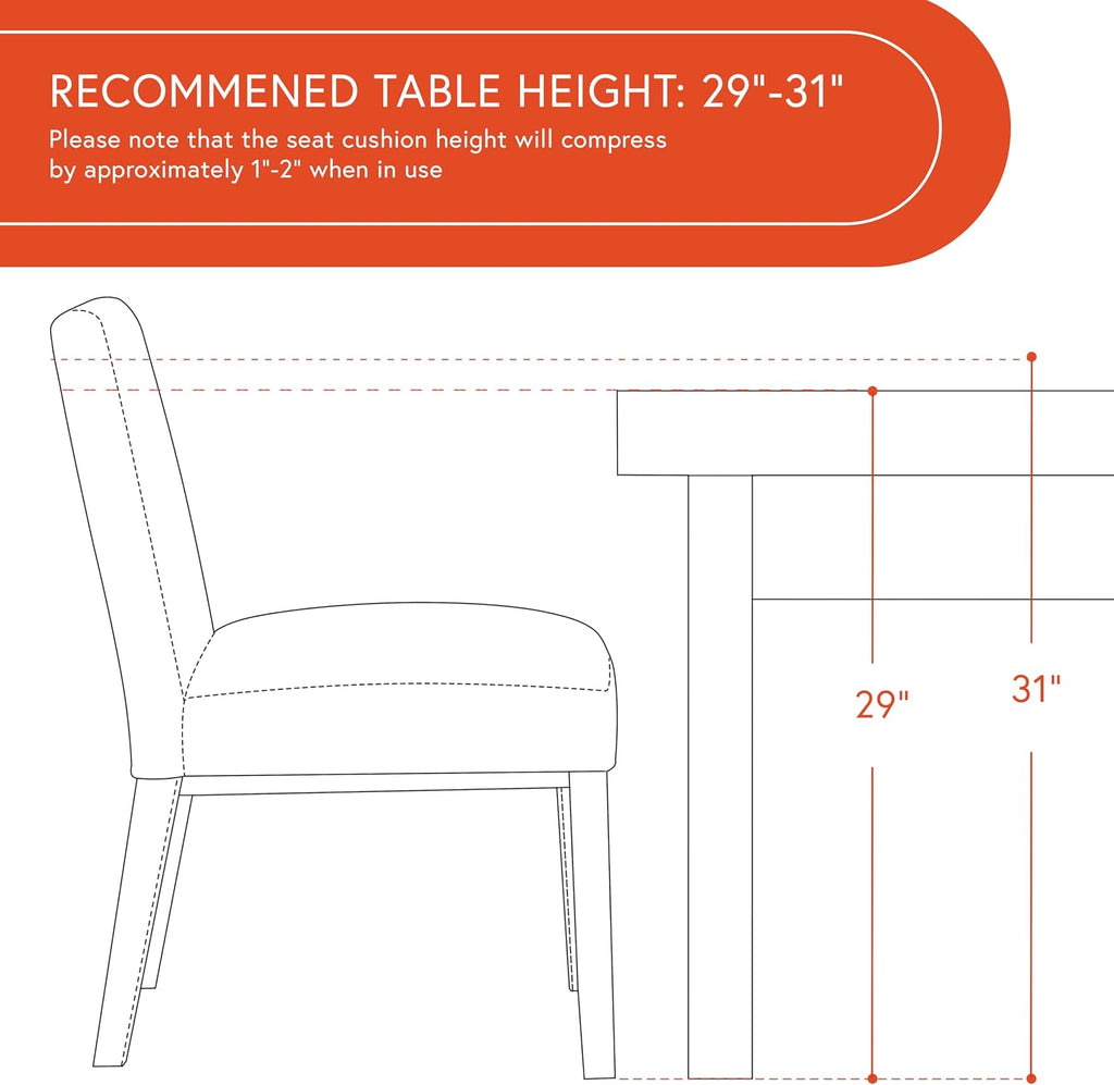 HomePop Kolbe Upholstered Dining Chair - Sustainable Gray Woven, 19.5" Seat Height, Ideal for 29-31 Inch Tables (Single Pack)