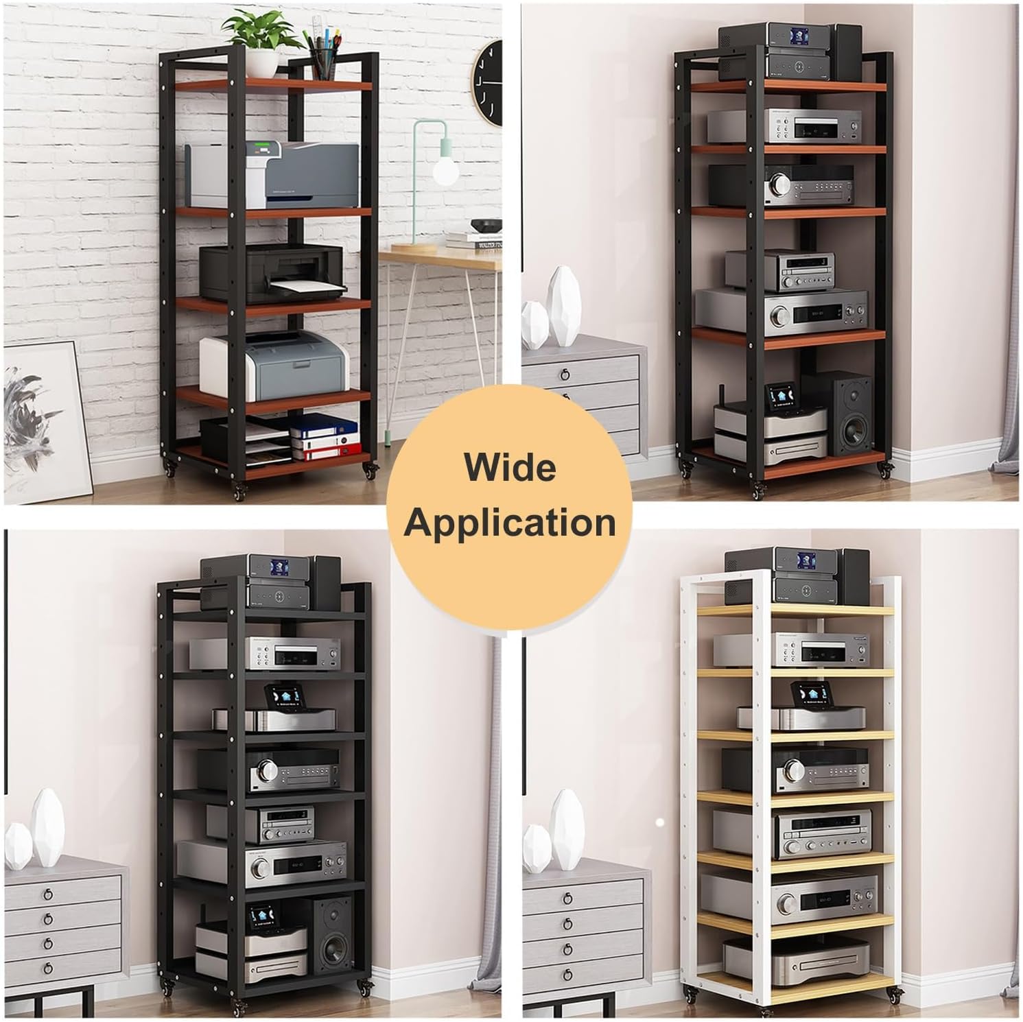 7-Tier Heavy Duty Audio Component Rack, 140cm Tall - Hifi Amplifier Rack | Audio-Video Shelving Adjustable - CD Record Player Stereo AV Receiver Equipment Cabinet Display Stand