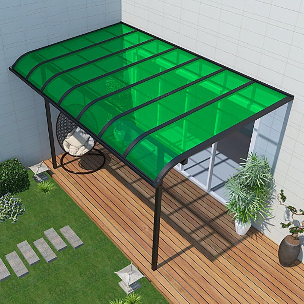 Daylighting Roof Panels Outdoor Sunshade Canopy Panels Greenhouse Panels Not Easy to Deform Easy to Assemble for Outdoor Shed Panels.(Green,4x3.3ft)