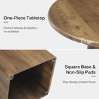 Tribesigns 31.5-Inch Round Dining Room Table for 2-4, Farmhouse Small Kitchen Dinner Table with Square Base for Dining Room Living Room, Rustic Brown