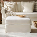 HULALA HOME Storage Ottoman Coffee Table with Lift Top, Farmhouse Linen Upholstered Ottoman with Removable Fabric Cover, 30-Inch Large Coffee Table with Storage for Living Room, Bedroom, Ivory