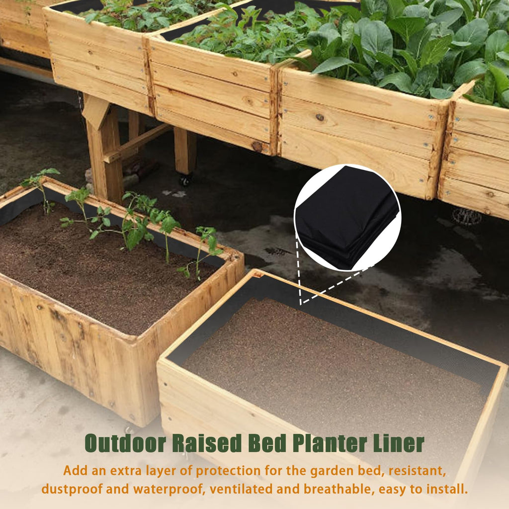Wshxjzyay 63 * 114 inch Raised Garden Bed Liner, Non Woven Fabric Liner for Large Veg Trough, Keeps Soil Contained and Water Drained