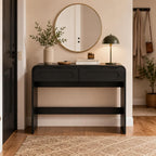 Vanity Desk, Makeup Vanity Desk with 2 Drawers and Storage Desktop Space | Modern Makeup Vanity Dressing Table with Curved Profile Design, Black Makeup Computer Writing Desk for Home Office Bedroom