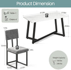 HUGROVE 5 Piece Dining Set, 47.24'' Faux Marble Dining Table Set for 4, Modern Minimalist Kitchen & Dining Room Set with Upholstered Chairs for Small Spaces, Apartments (Charcoal Velvet)