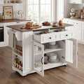 Movable Kitchen Island with Internal Storage Rack, Power Outlet and Open Shelves, Stationary Kitchen Storage Islands with Knife Holder, for Kitchen, Dining