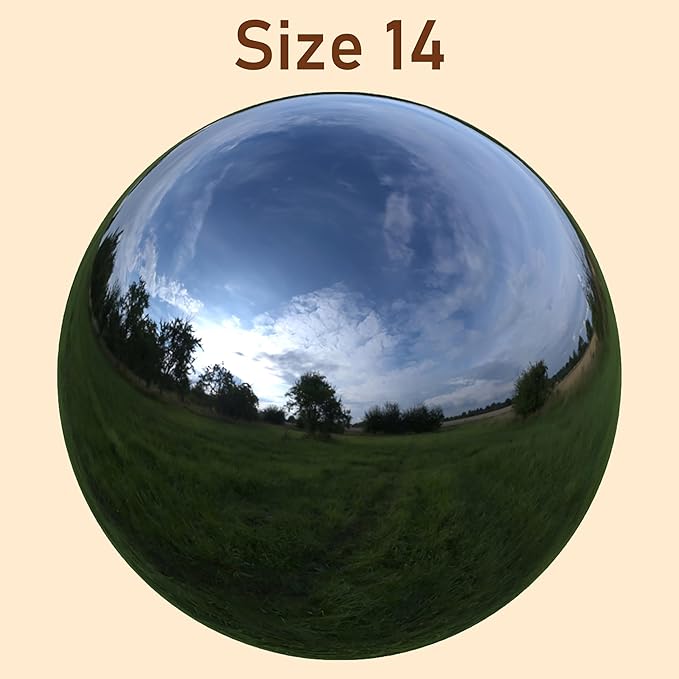Lulu Decor, Size 14 Titanium Stainless Steel Gazing Mirror Ball, Smooth Reflective Shiny Garden Decoration Globe