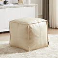 Louis Donné 17.7 Inch Unstuffed Square Pouf Ottoman Cover, Handmade Faux PU Leather Foot Rest Cover, Storage Floor Chair Cushion Case,White Decorative Pouf for Living Room Home,Only Cover No Filler