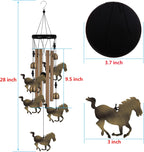 Horse Wind Chimes Outdoor Decor - with 4 Tubes 4 Bells 5 Horses Wind Chime, Mobile Romantic Horse Wind Catcher, Garden Horses Windchimes for Home, Mom Gifts, Balcony, Tree, Festival, Garden Decoration