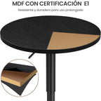 Yaheetech 3-Piece Bar Table and Stools, PU Leather Full Black | Round Pub Table and Chairs Set with MDF Tabletop and Stainless Steel Stand，Adjustable 360° Swivel for Kitchen Study