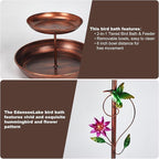 EdenseeLake Double Metal Bird Bath for Outside, 43.8 Inch Upgraded 5-Prong Base Stake Birdbaths Feeder with Detachable Bowls for Outdoors Lawn Patio Yard Garden Decor