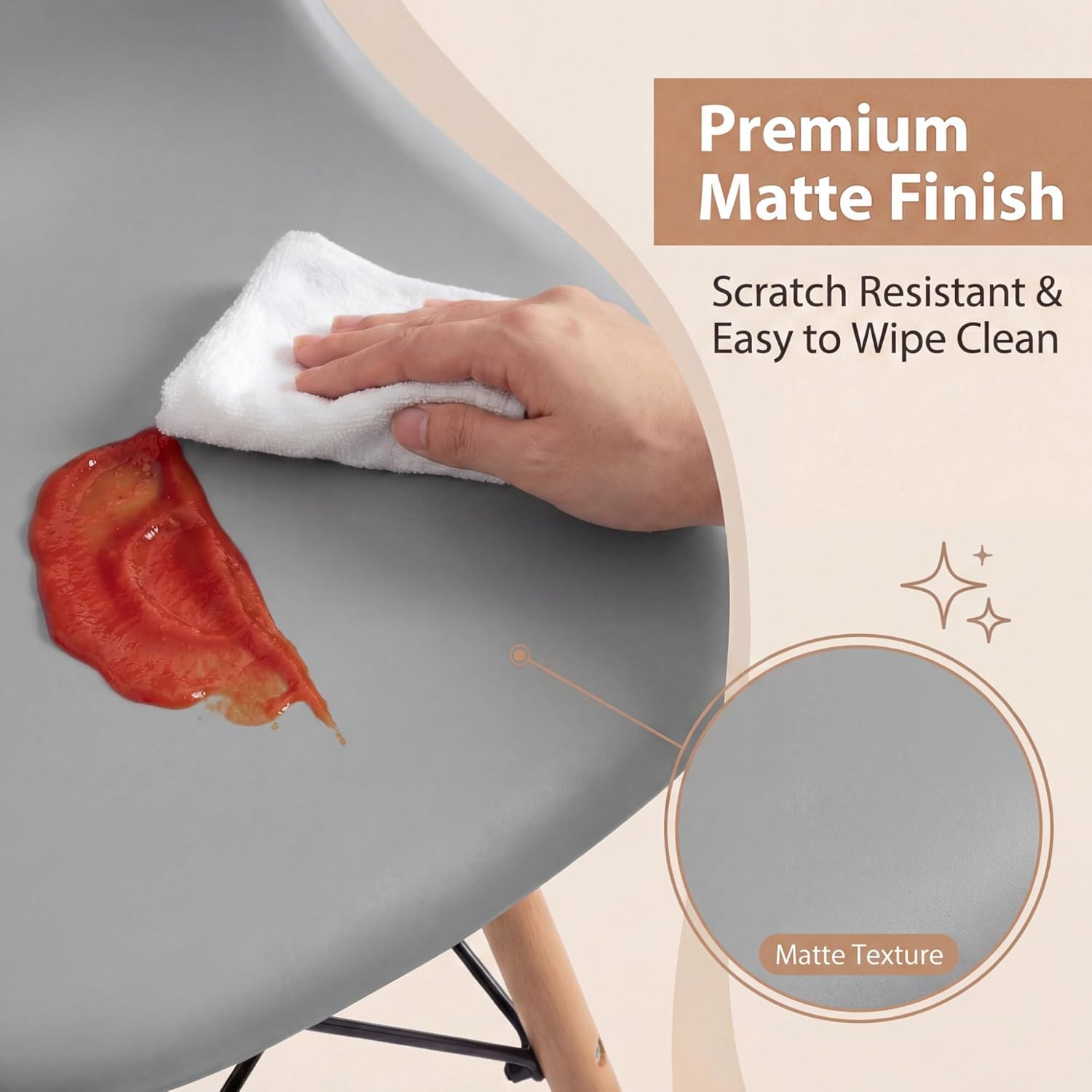 Furmax Modern Style Dining Chair Mid Century Modern DSW Chair, Shell Lounge Plastic Chair for Kitchen, Dining, Bedroom, Living Room Side Chairs Set of 4
