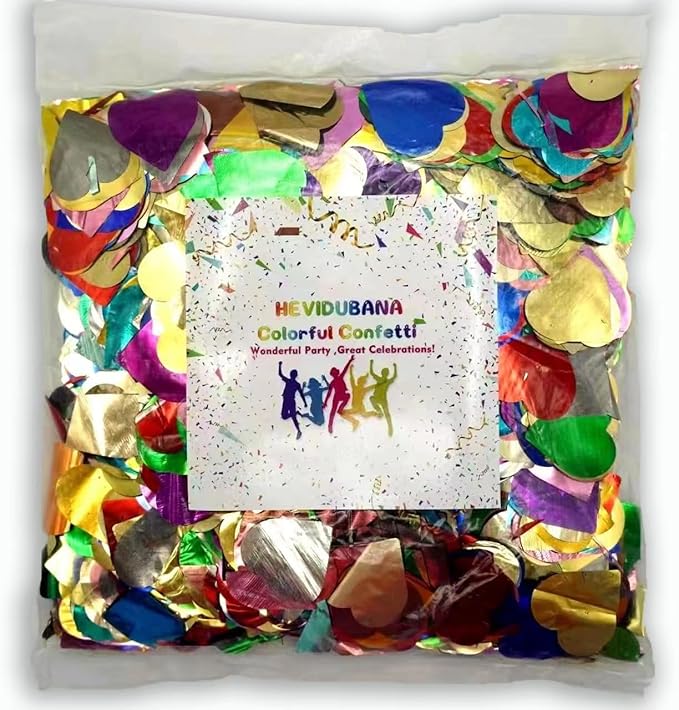 Metallic Glitter Heart Shaped Foil Confetti - Flame Retardant, Great for Birthday Parties, Concerts, Weddings & More (0.45 Pounds)
