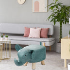 Animal Footstool Elephant Bench, Portable Shoes Changing Cute Storage, Wood Ottoman Stool Sofa Tea Stool for Decor, Bedroom, Living Rooms Indoor, Blue