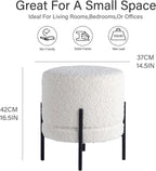 Get Set Style Multifunctional Ottoman with Side Table, Soft Round Footrest Stool,Vanity Stool with Metal Legs, Modern Decorative Furniture Vanity Chair for Makeup Room, Bedroom, Living Room