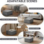 Tiita Square Stuffed Pouf Ottoman, Soft Foot Stool with Solid Foam Block | 21x21x12 Inches Fluffy Floor Pouf Chair & Footrest Cushion for Couch Living Room,Grey