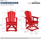 Set of 2 Adirondack Swivel Glider Chairs, All-Weather HDPE Patio Glider Set for Porch, Balcony, Heavy Duty Swivel Rocker Outdoor Seating, 360 Degree Rotation, Red
