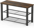 Simple Houseware Wood Top Shoe Storage Bench for Entryway, Rustic Brown