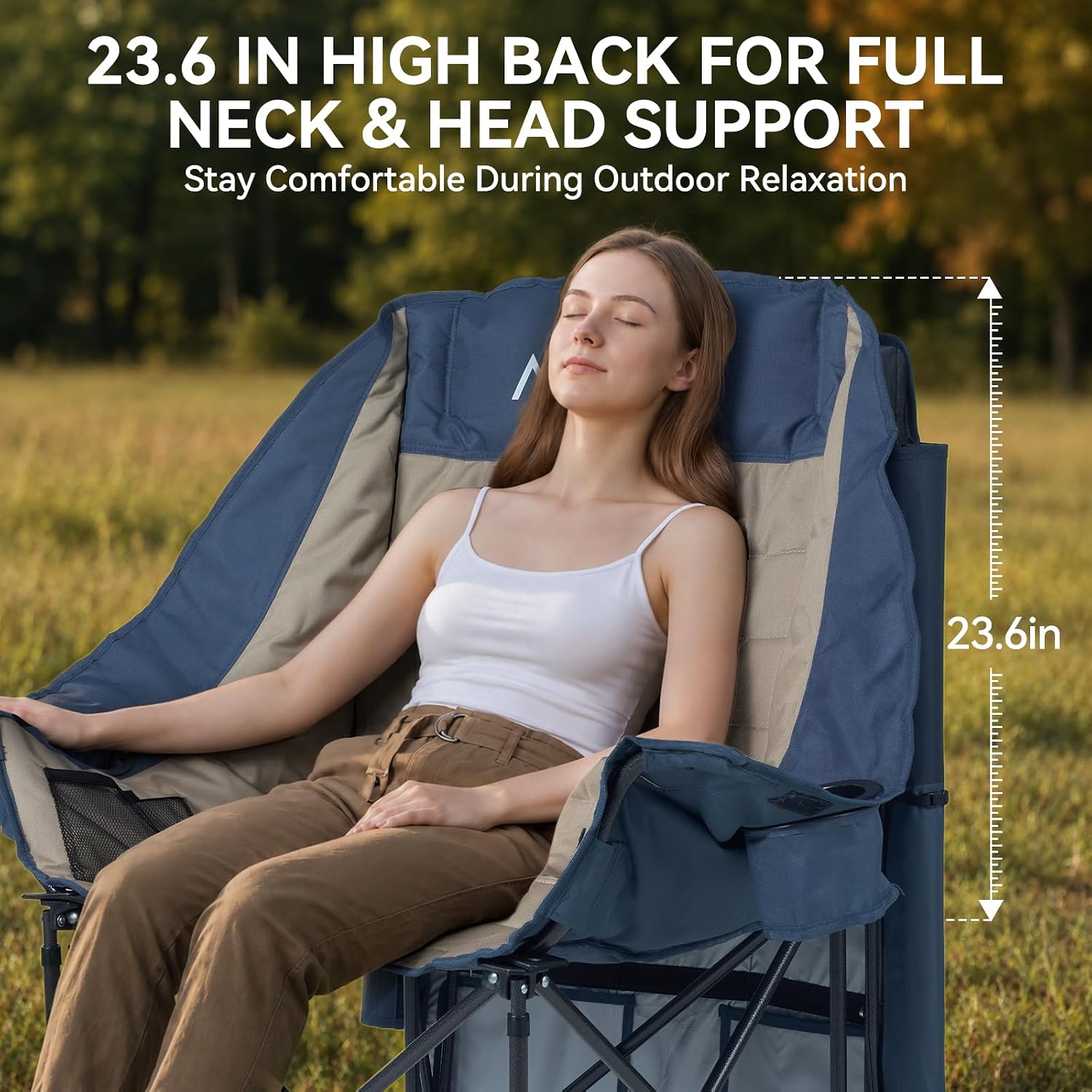 Huskfirm Camping Chair with Canopy Shade, Folding Oversized Beach Chair with Canopy, Heavy Duty Canopy Chair with Cup Holders, Carry Bag, Supports 400 lbs, for Beach, Sports, Fishing, Lawn Blue