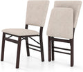 Giantex Folding Dining Chairs Set of 2, Armless Kitchen Chair w/Padded Seat & Tilt Backrest, Rubber Wood Legs, Upholstered Accent Side Chairs for Dining Room, Living Room, Restaurant