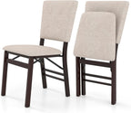 Giantex Folding Dining Chairs Set of 2, Armless Kitchen Chair w/Padded Seat & Tilt Backrest, Rubber Wood Legs, Upholstered Accent Side Chairs for Dining Room, Living Room, Restaurant