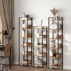 MAHANCRIS Bookshelf, 5-Tier Bookcase, Standing Book Shelf for Small Space, Storage Shelf Organizer, for Living Room, Bedroom, Study, Balcony, Rustic Brown and Black BKHR5501