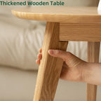 100% Solid Oak Wood Mini Coffee Table, Round Cofffe Tables Side Table w/Solid Wood Legs, Walnut Mid Century Table for Bedroom Balcony Living Room (23.62" D x 13.78" H)