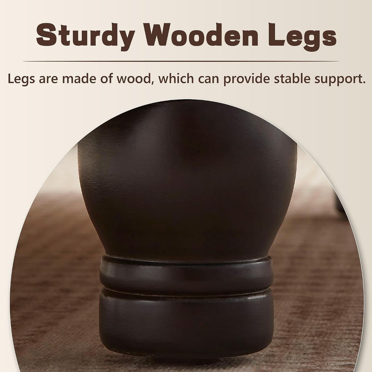 30-Inch Round Ottoman, Leather Ottoman with Storage (Brown)