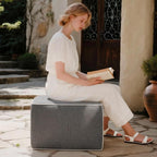 Outdoor Square Ottoman,Pouf Foot Rest for Patio Waterproof,Gray,20x20x14In | Patio Ottoman Footrest with High-Density Foam Filler Perfect as Waterproof Footstool,Extra Seating for Deck Garden Poolside