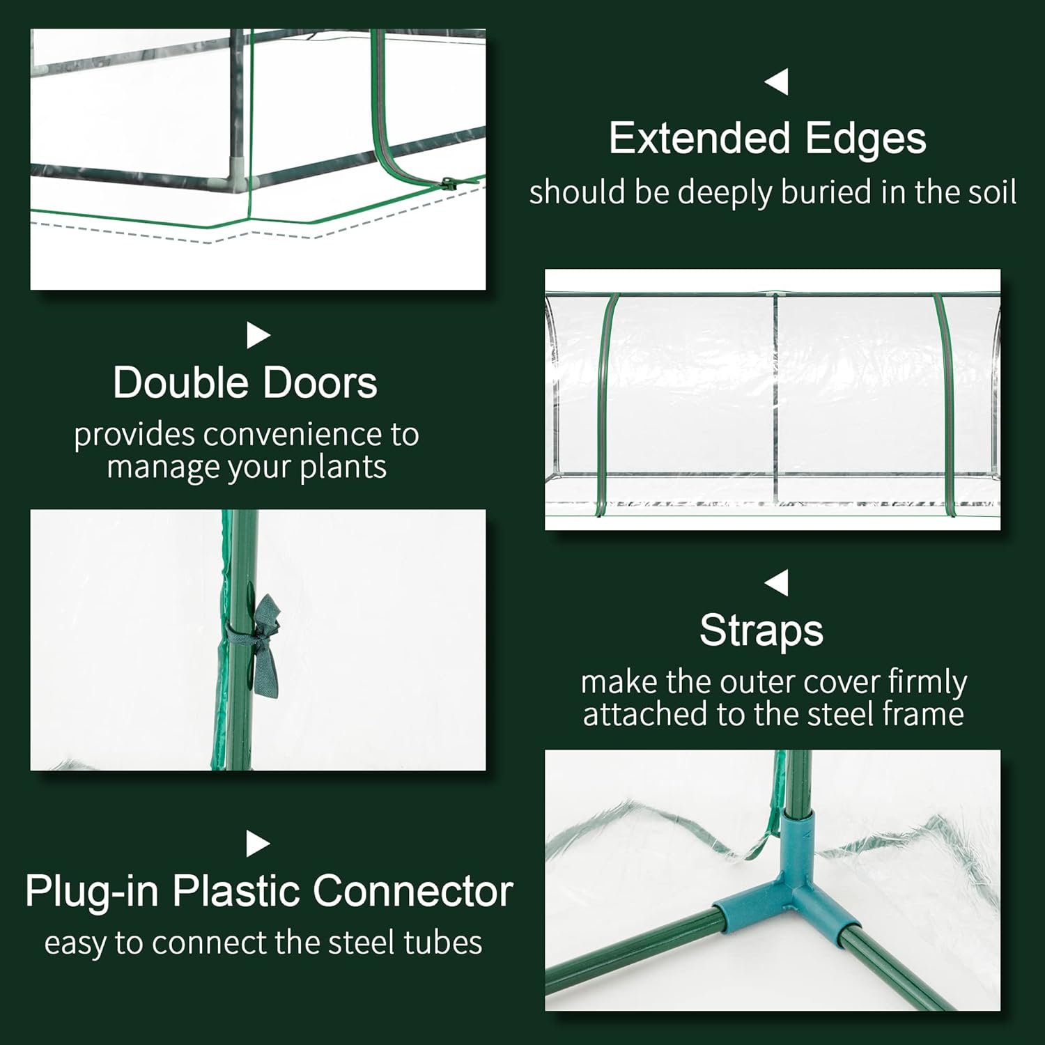 Outsunny 7' x 3' x 2.5' Mini Greenhouse, Portable Tunnel Green House with Roll-Up Zippered Door, UV Waterproof Cover, Steel Frame, Clear