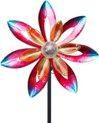 MUMTOP Wind Spinner Outdoor Large, 62 Inch Metal LED Solar Wind Sculptures Windmill for Yard Art, Garden Decor