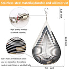 Wind Spinner Flowing-Light Effect Courtyard Decorations Made of Stainless Steel House Hanging Decoration 12“x 8“ Spinners with a 360° Rotating Hook (2 pcs Water Drop-Silver)