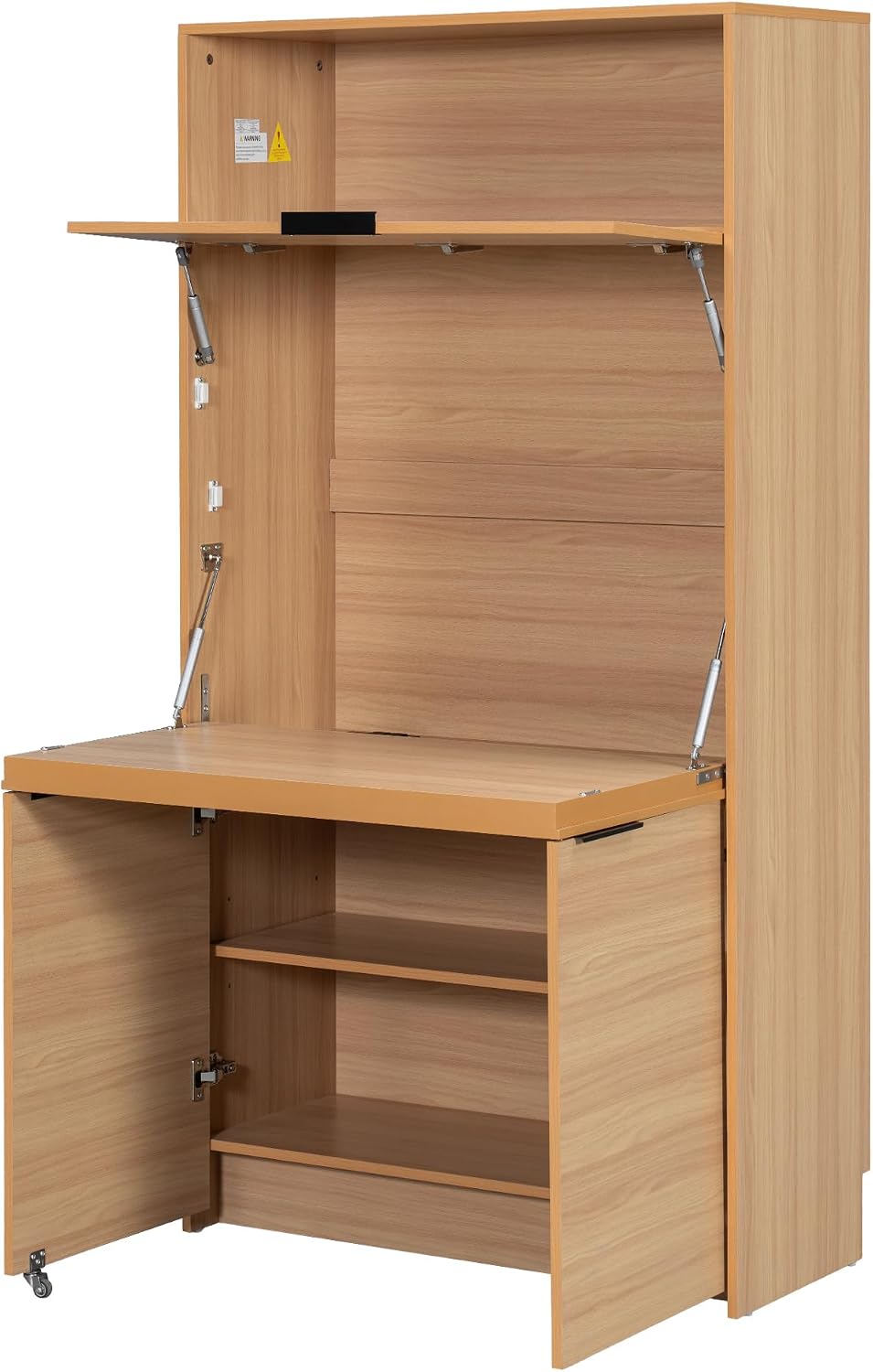 roomfitters 69 Inch Multifunctional Kitchen Pantry Buffet with Foldable Workstation Desk, Natural