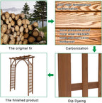 VINGLI 85in Wooden Arbor Garden Arch, Wedding Arch for Ceremony, Wood Trellis for Plant Climbing, Christmas Decor Pergola for Garden Backyard, Lawn (Brown)