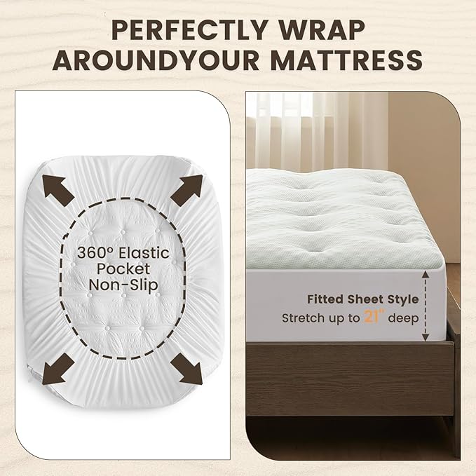 QUIETSEA Reversible Sofa Bed Full Mattress Topper Egg Crate Memory Foam Mattress Topper, Bamboo Viscose Mattress Pad Sofa Full, Waterproof Mattress Cover with Deep Pocket up to 21", 54" x 72"