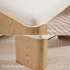 DUOMAY Modern White Chenille Bedroom Bench, 49" Wide Long Entryway Bench with Solid Wood Legs Upholstered Dining Bench Ottoman for Living Room Indoor