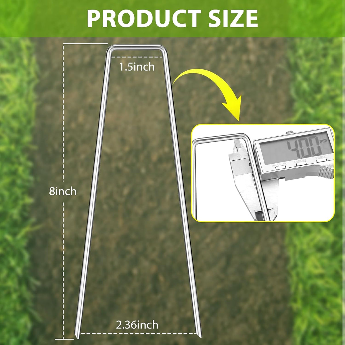 Landscape Staples 8 Inch, 25 Pack 8 Gauge Galvanized Garden Staples U-Shaped Landscape Stakes, Heavy Duty Ground Stakes for Outdoor Decorations, Weed Barrier Fabric, Irigation Tubing, Tent