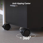 3 Drawer Storage Cabinet,Preassembled Black Wooden Organizer for Files,Under Desk Printer Stand,Mobile on Wheels,19" L x 16" W x 22" H