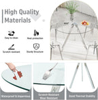 Round Dining Table Set for 4, 39" Clear Tempered Glass Table with Sliver Metal Legs and 4 Transparent Acrylic Chairs, Compact Modern Kitchen Table Set for Small Space Dining Room (Sliver)