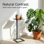 Stable C Table End Table, 23.4" Tall C Shaped Side Table that Slides Under Sofa, Slim Under Couch Table, Modern Industrial Coffee Tray Table for Living Room Bedroom (Medium, Black)