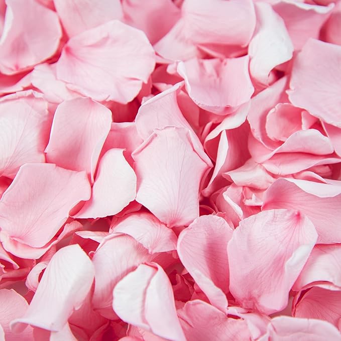 180 PCS Real Pink Dried Rose Petals Confetti for Wedding, 1.75oz Freeze Rose Petals for Romantic Pink Wedding Valentine's Day Proposal Decor, Dinner Centerpieces Party