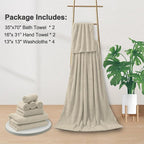 8 Piece Oversized Bath Towels Set Camel,2 Extra Large Bath Towel Sheets,2 Hand Towels and 4 Washcloths 600 GSM Highly Absorbent Quick Dry Towels Set for Bathroom Hotel