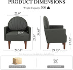 Modern Upholstered Single Sofa Chair，PU Leather Armchair Vanity Chair Shell Back Accent Chair with High Resilience Foam Cushion, Spacious Seating Reading Chair for Living Room Bedroom (Sage Green)