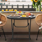 VINGLI 32" Round Folding Commercial Banquet Table, Portable Plastic Coffee Card Dining Table for Kitchen or Outdoor Party Wedding Event, 1 Pack, Black