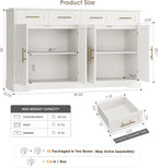 HOSTACK 60" W Sideboard Buffet Cabinet with Storage, Kitchen Cabinet, White