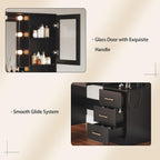 Makeup Vanity Desk with Mirror and Lights, 58.3" Makeup Vanity with Lights & Charging Station, Black Dressing Table Vanity Set Vanity Table with 8 Drawers & 2 Cabinets, with Installation tools