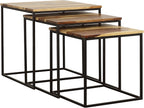 20" Natural Wood Stacking Nesting Tables, Set of Nesting Tables with Slender Metal Legs, Side Tables with Industrial Rustic Fusion for Versatile Home Living Spaces, Brown