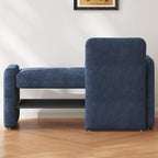 Miuuod 40.94" Navy Blue Upholstered Shoe Storage Bench with Adjustable Backrest,2-Tier Entryway Cabinet Ottoman,Bedroom Stool with Cushion, Narrow Hallway Organizer Shelf Seat for Living Room & Dorm